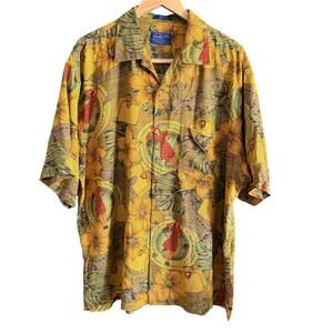 90s Vintage PENDLETON | Men's Silk Travel Print Hawaiian Aloha Shirt Extra Large
